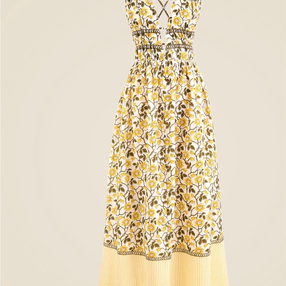J. Crew Yellow Floral Midi Dress